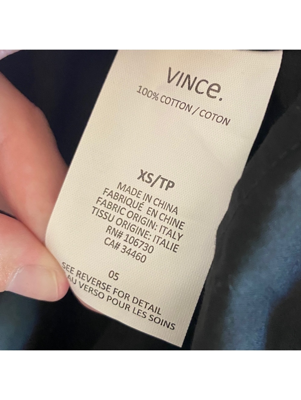 XS Vince Black Bamded Collar Cotton Blouse - Picture 5 of 8